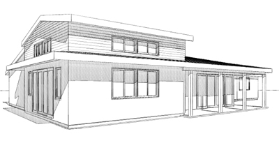 Home Theater, Dining, Master Bath Addition & Wholehouse Remodel - ENR architects - Granbury, TX 76049 - CAD Sketch Rendering